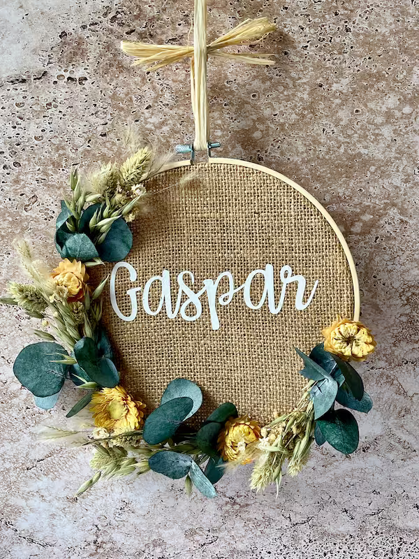 Couronne fleurs séchées personnalisée Gaspar Roz'Art Créations