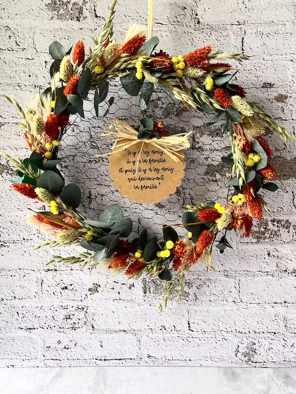 Couronne à message fleurs séchées Roz'Art Créations
